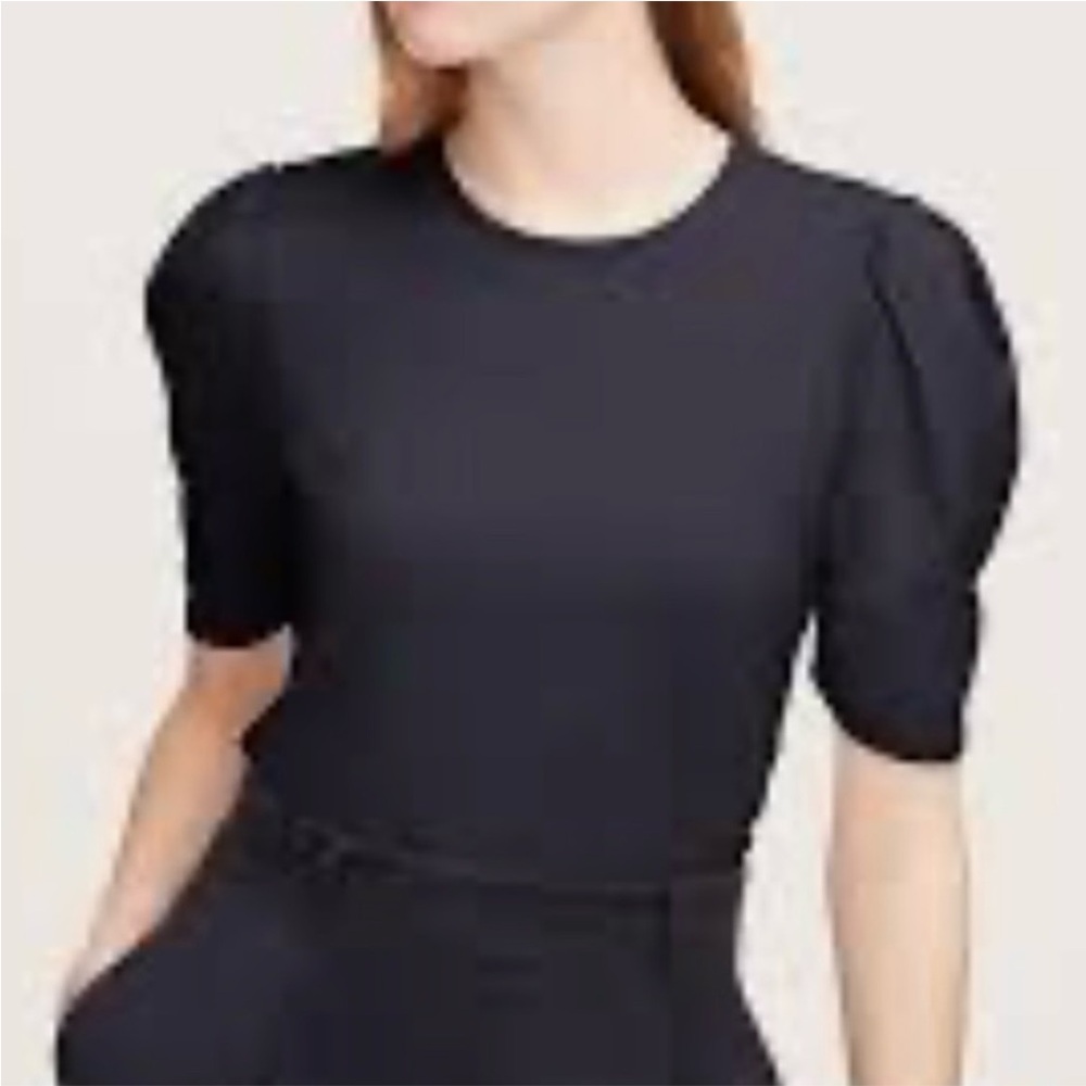 Rebecca Taylor Women’s Black Crew Neck Short Puffy Sleeve T Shirt Sz S